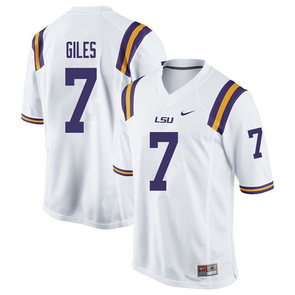 Men #7 Jonathan Giles LSU Tigers College Football Jerseys Sale-White